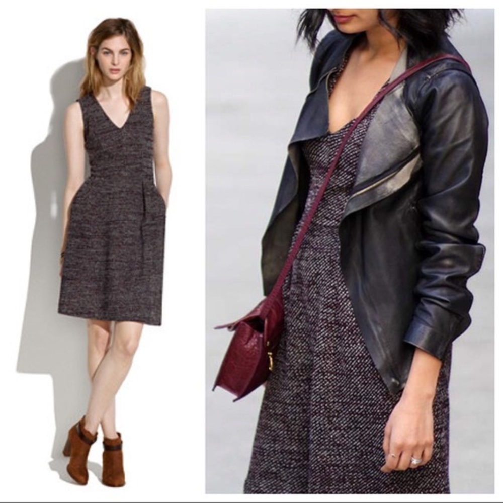 Madewell Terrace Tweed Sheath V Neck Dress M